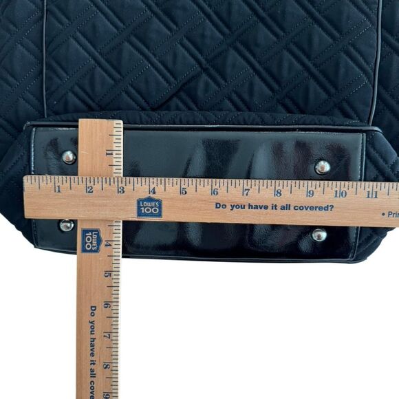 Vera Bradley Black Quilted Zippered Rectangular Bag / Commuter Tote /  Purse - Picture 10 of 16